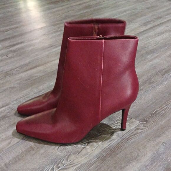 Nine West Sissa Dark Red (WIne) Leather Pointed Toe High Heel Ankle Boots Sz 11 - Picture 3 of 9